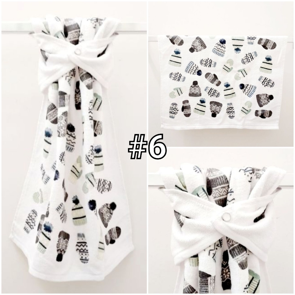 🆒️🤍NEW! Snowmen Mittens Hats Bright Merry Hang'N'Snap Towels - Picture 8 of 11